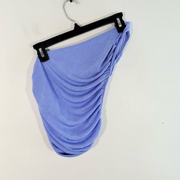 Lioness Periwinkle Shimmer One Shoulder Ruched Crop Top Size XS - Picture 2 of 10